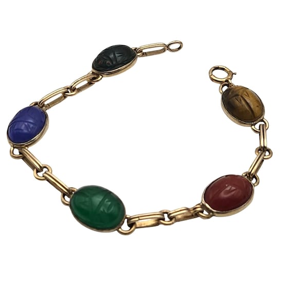 Symmetallic Sterling Silver 14K Gold Overlay Scarab Bracelet