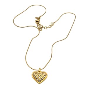 Vintage Monet Heart Pendant Necklace With Crystal Accents & Adjustable 18&quot; Chain