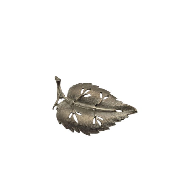 Vintage BSK Silver Tone Leaf Brooch Pin