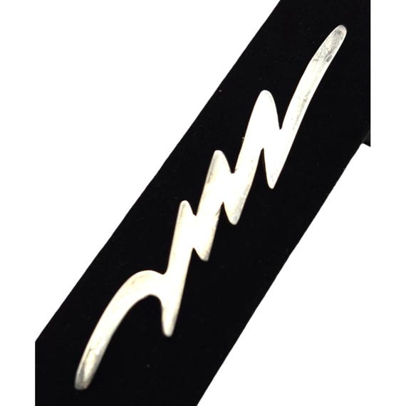 Vtg Sterling Silver Modernist Lightning Bolt Brooch / Pin Mexico Hallmark Unique Jewelry