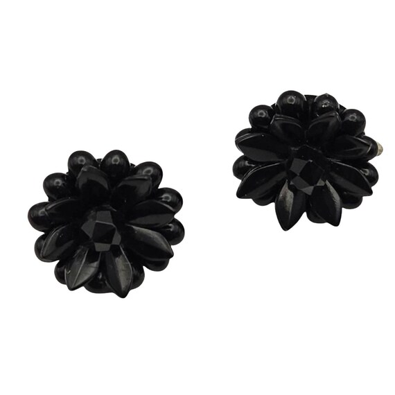 Vintage Jet Black Screw Back Earrings Made In West Germany With Avant Garde Design 3/4 "