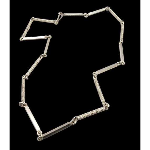 Rare Barrocos Fine 925 Sterling Silver Bar Link Chain Necklace 22 " SIGNED
