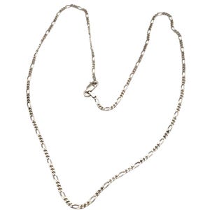 Vintage Sterling Silver Figaro Chain Necklace 20&quot; 925 Italy Fine Link Design 4.60 Grams