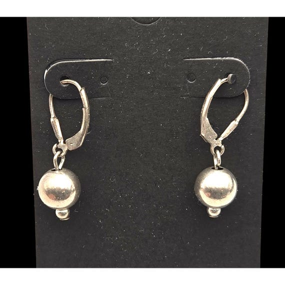 Sterling 925 Bead Dangle Earrings Latch Back Closure