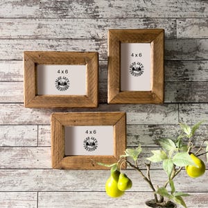 3-pack, 4x6 (1x2 pine) stained wood frames. Great country appeal.  Rustic and naturally distressed.
