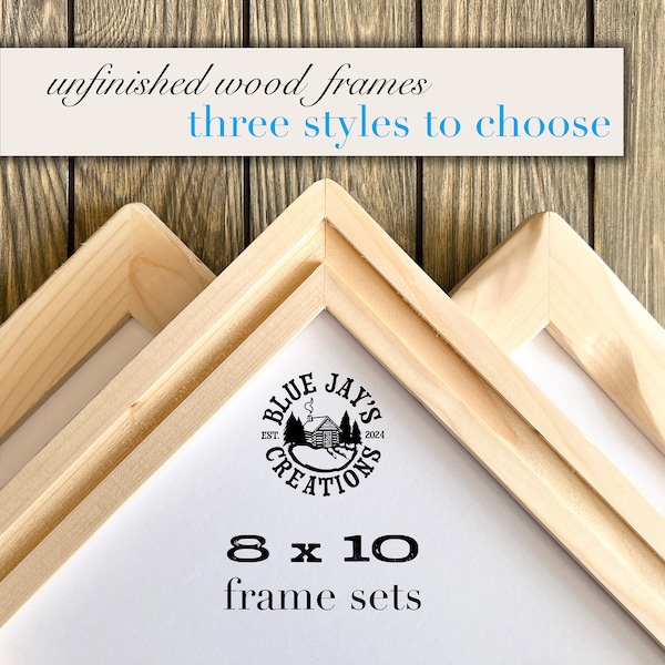 Unfinished Wood Frame Set: Rustic DIY 8x10 Picture Frames