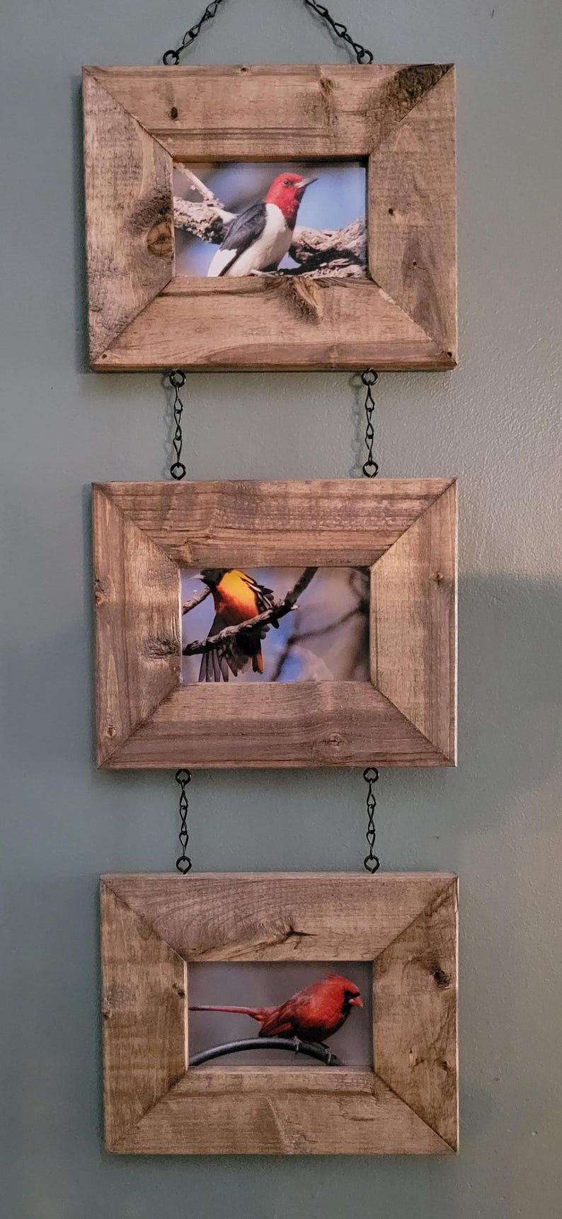 Rustic 3-tier Hanging Photo Frames: Walnut Barnwood 4x6 - Etsy