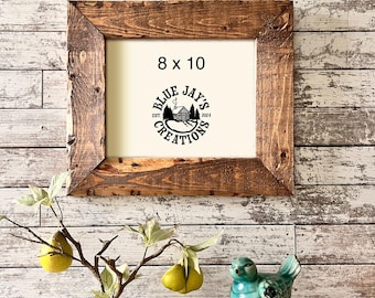 8x10 barnwood style complete picture frame.  Rustic and distressed farmhouse appeal.  Includes all hardware to stand or hang & poly glass