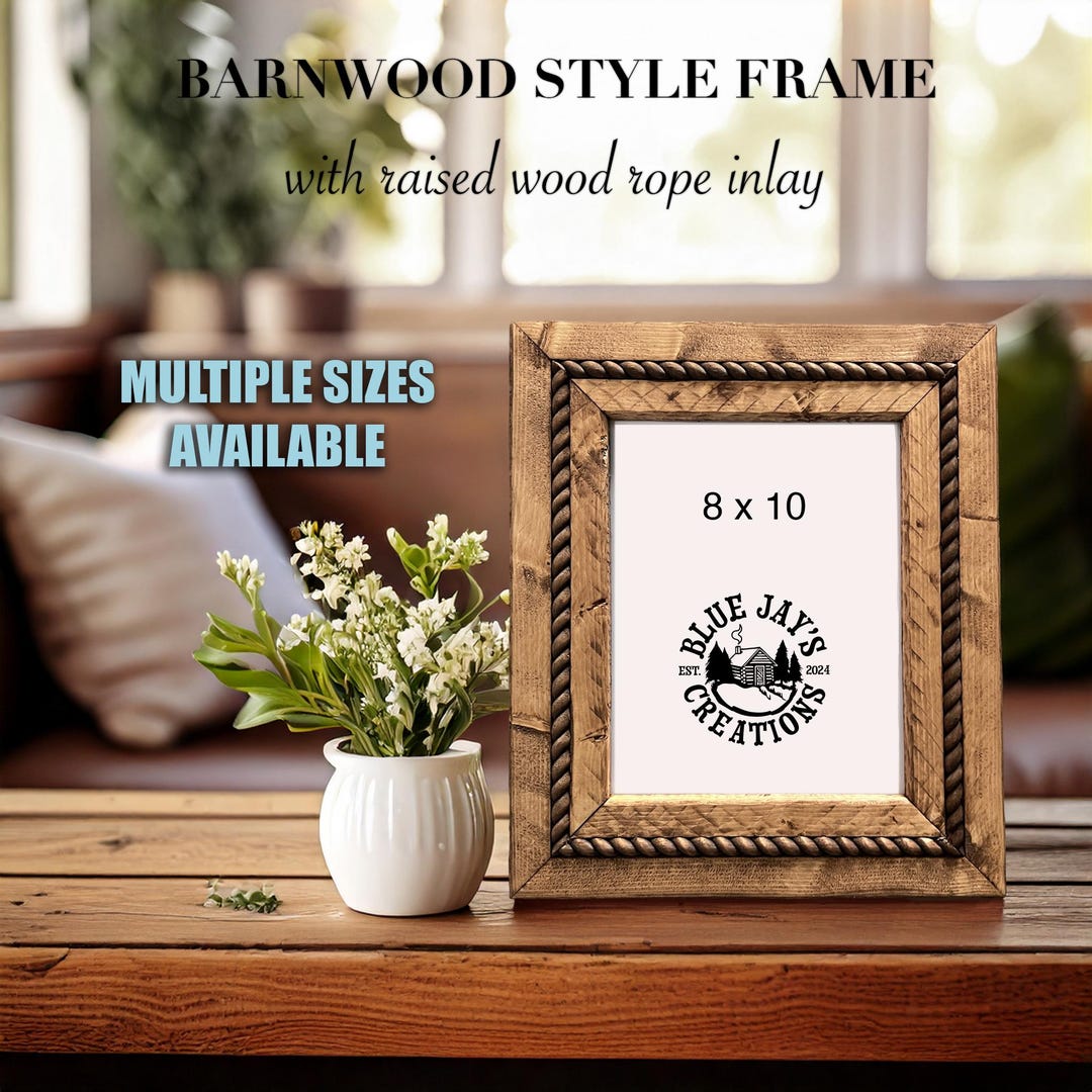 Western Rustic Frame With Rope Rustic Barnwood Picture Frame With Rope Inlay - Etsy