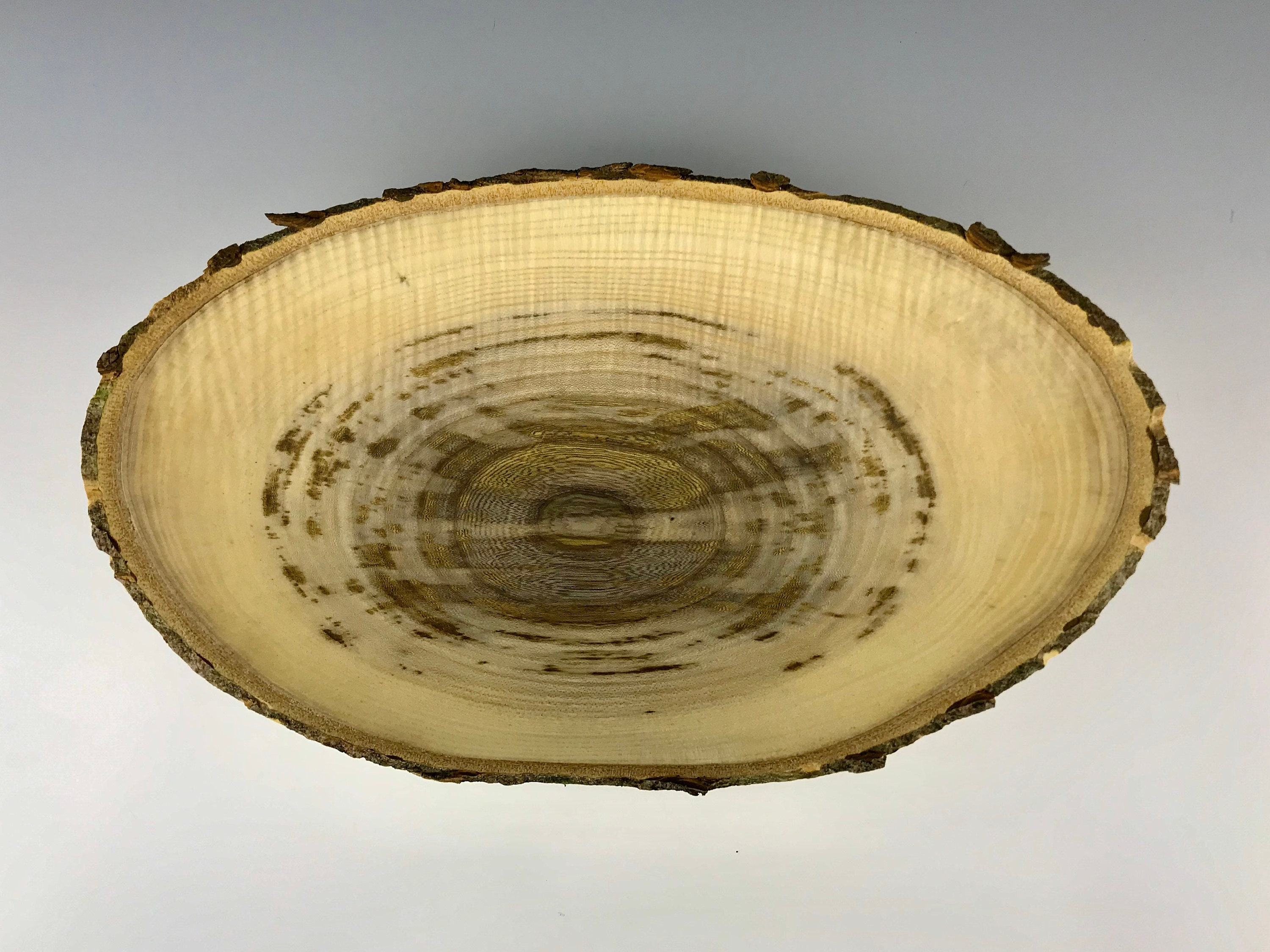 Spalted Hackberry Wood Bowl With Natural Bark Edge Wood Etsy