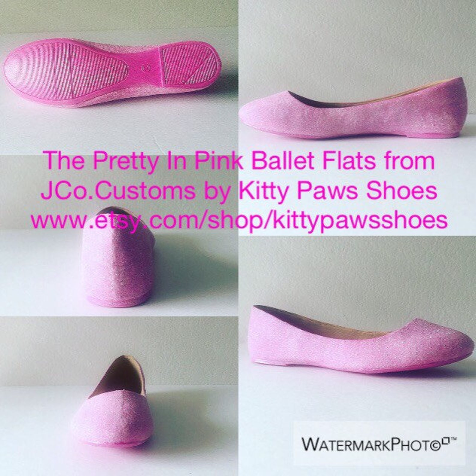 ballet flats pink women's custom glittered bridal flats *free u.s. shipping* jco.customs by kitty paws shoes