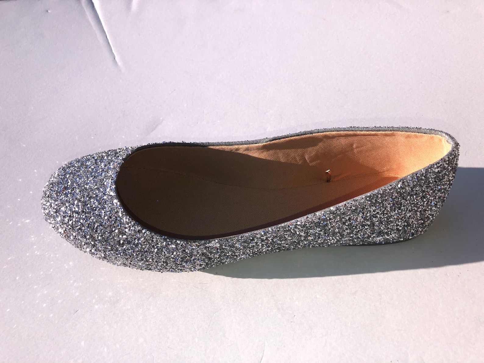 silver flats custom women silver glittered wedding ballet flats w/silver shimmer bottom *free u.s. shipping* jco.customs by kitt