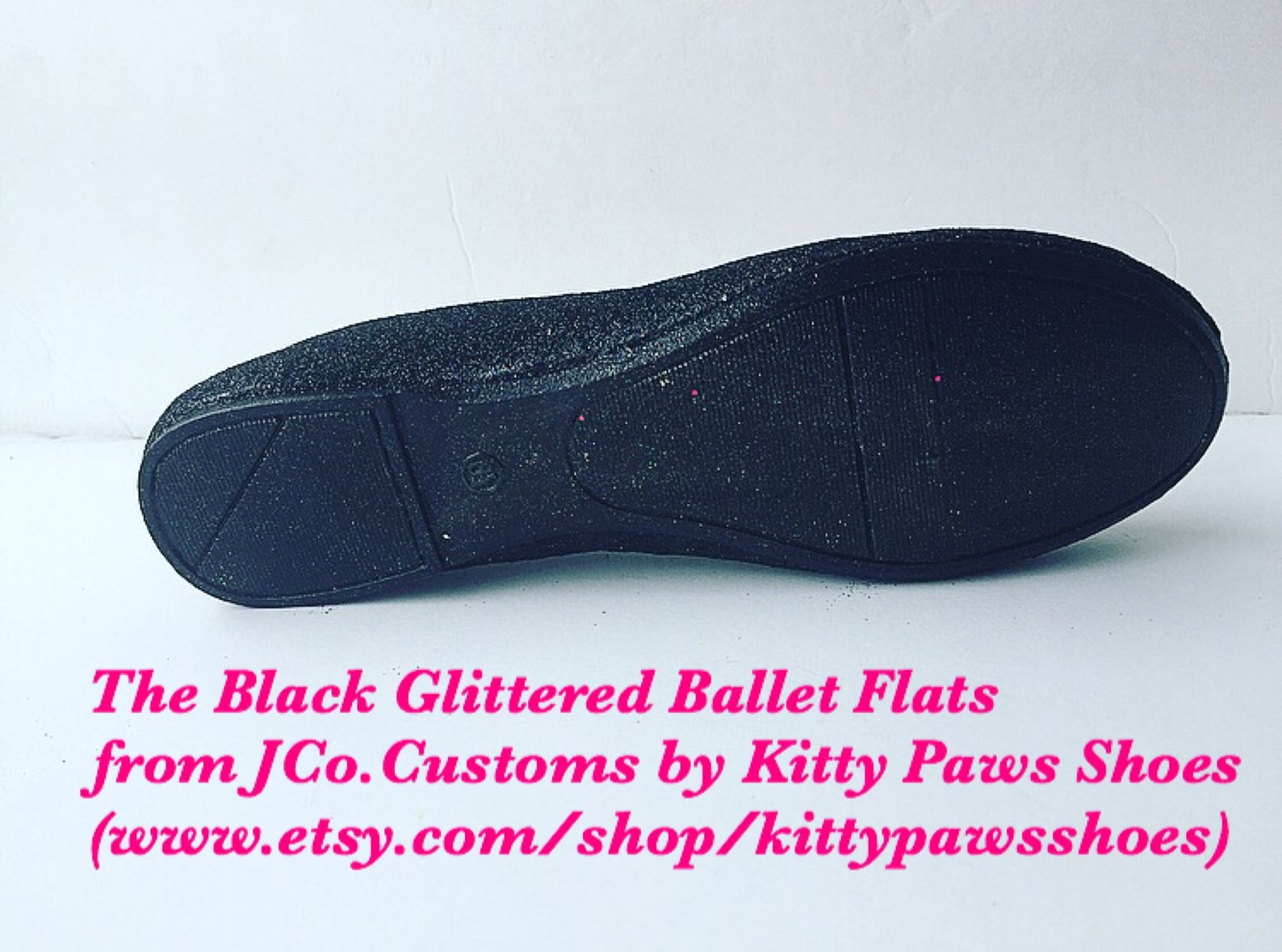 ballet flat women's custom black glittered bridal flats w/shimmery black bottoms *free u.s. shipping* jco.customs by kitty p