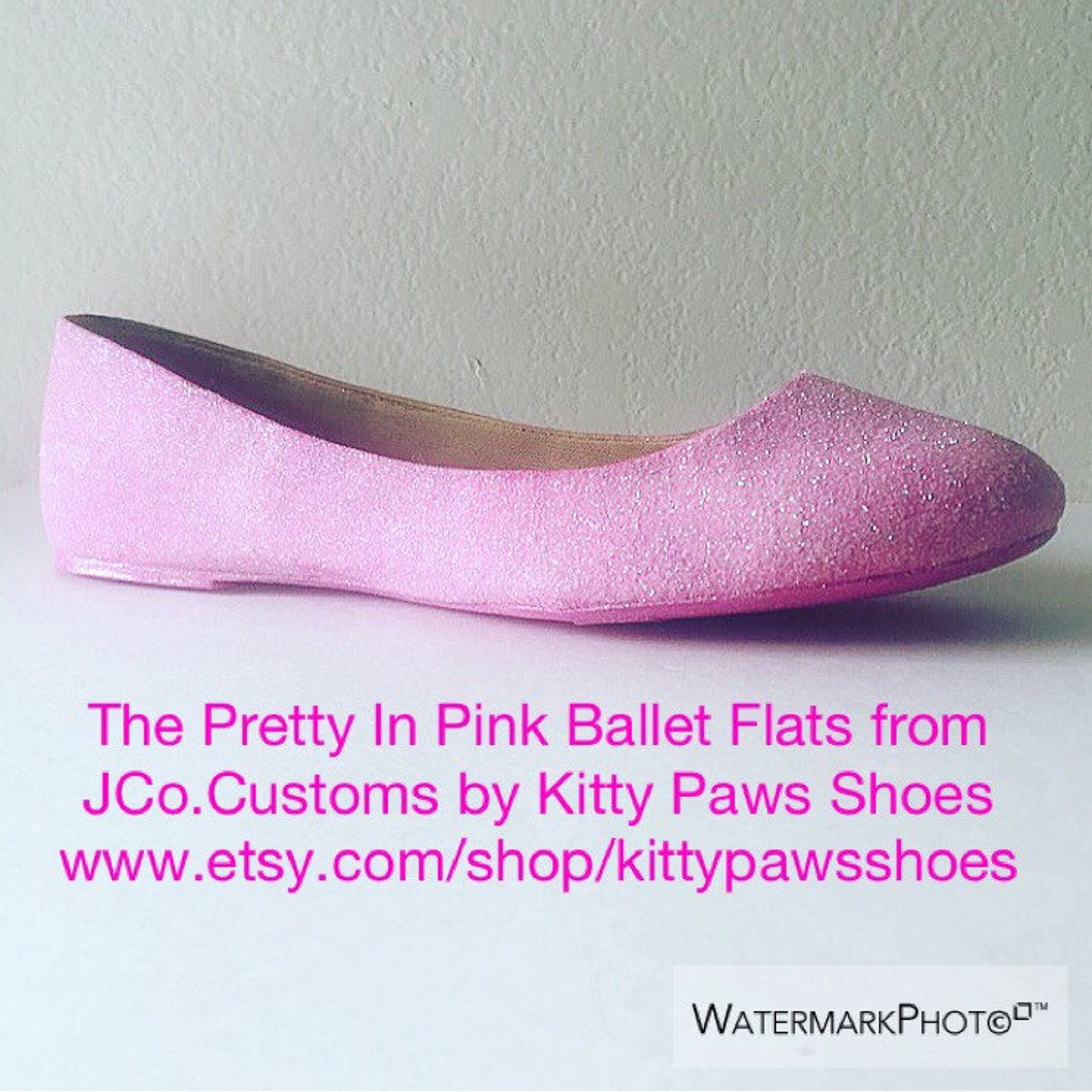 ballet flats pink women's custom glittered bridal flats *free u.s. shipping* jco.customs by kitty paws shoes