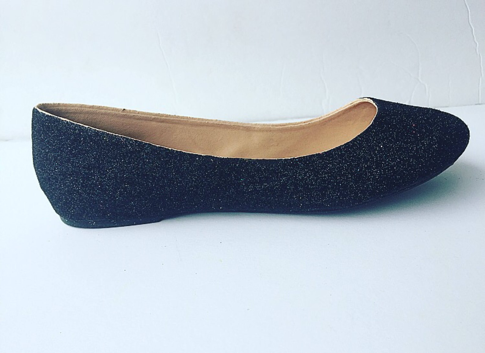 ballet flat women's custom black glittered bridal flats w/shimmery black bottoms *free u.s. shipping* jco.customs by kitty p
