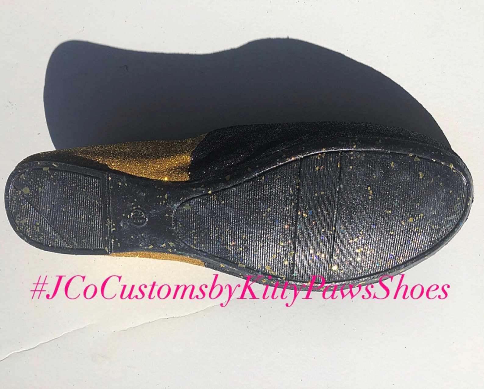 saints flats custom women's new orleans gold and black glitter fan ballet shoes *free u.s. shipping* jco.customs by kitty pa