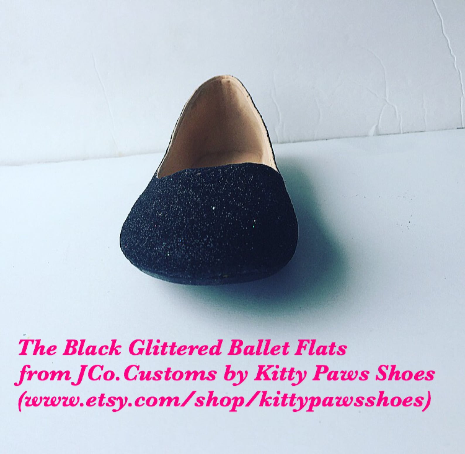 ballet flat women's custom black glittered bridal flats w/shimmery black bottoms *free u.s. shipping* jco.customs by kitty p