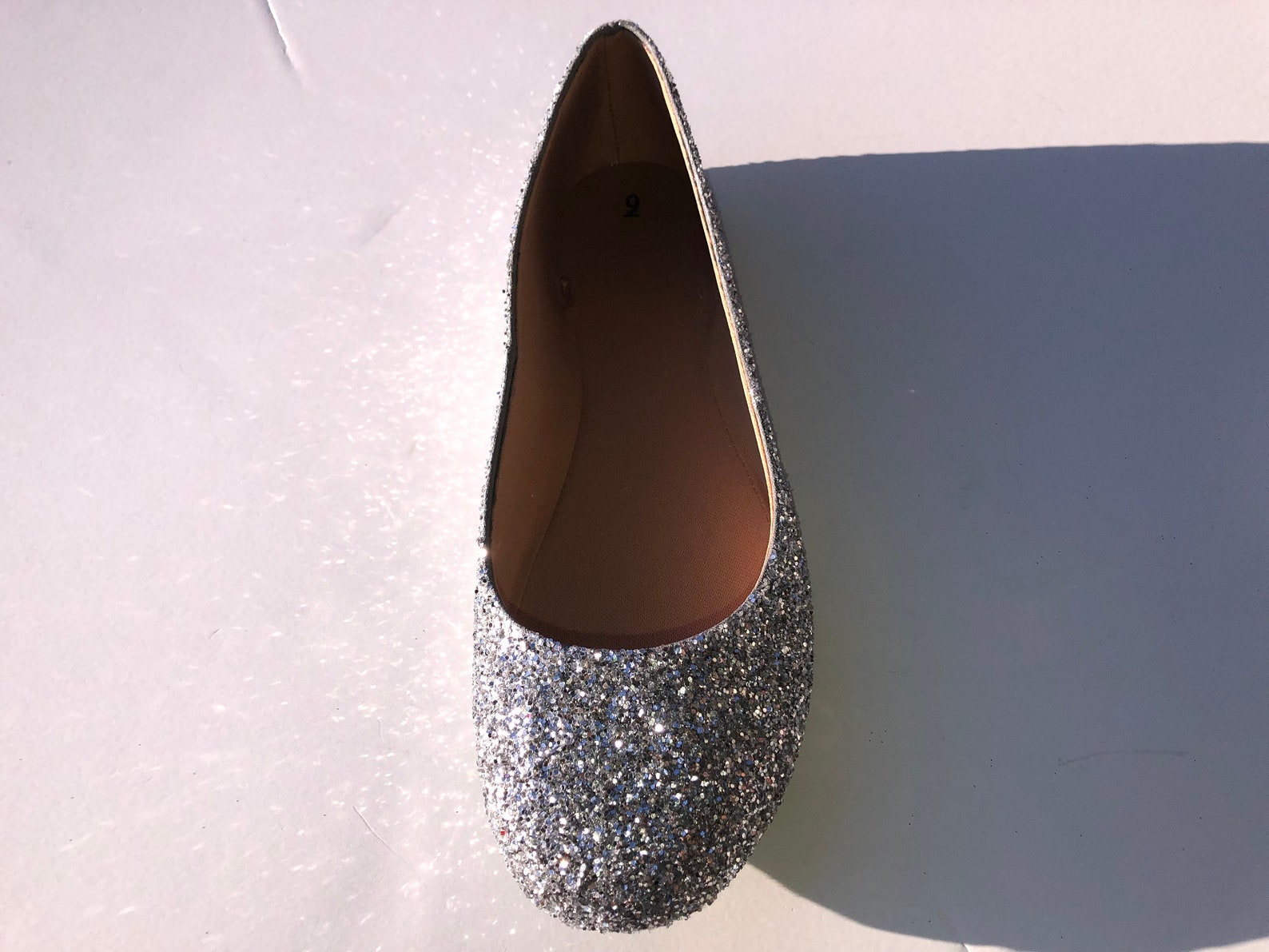 silver flats custom women silver glittered wedding ballet flats w/silver shimmer bottom *free u.s. shipping* jco.customs by kitt