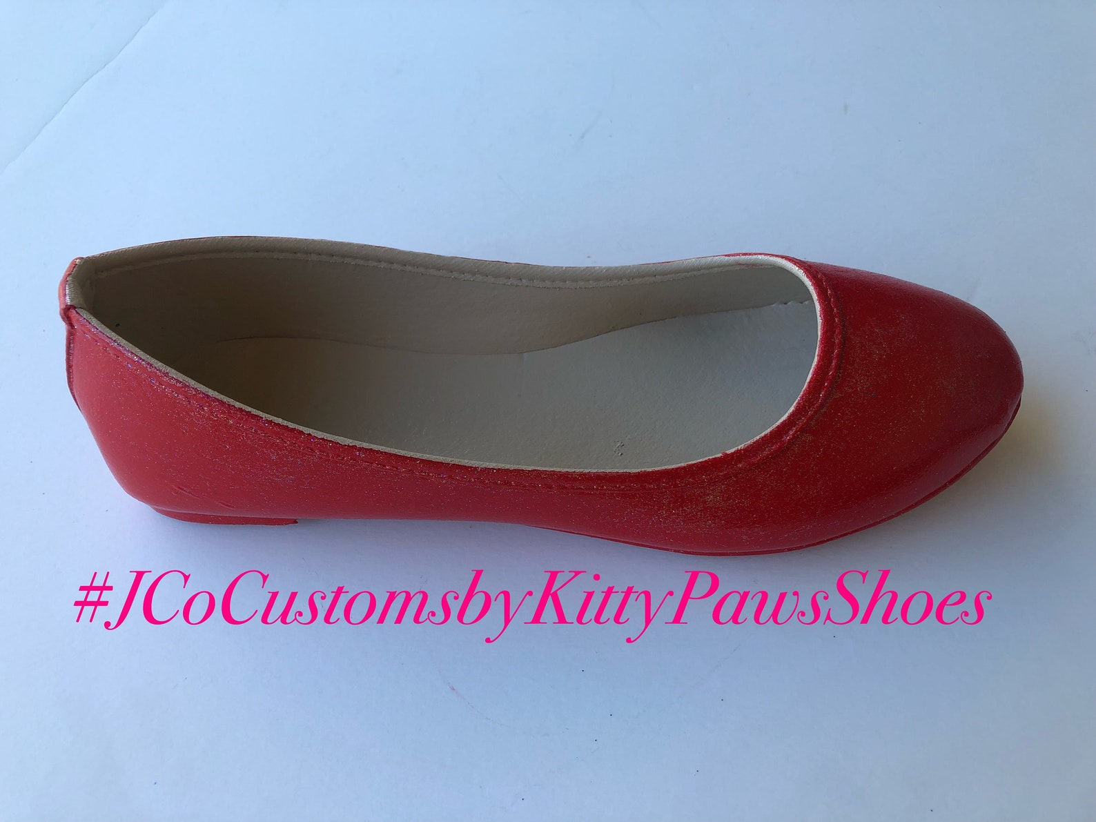 red flats women's custom ruby red shimmery bridal ballet flats *free u.s. shipping* jco.customs by kitty paws shoes