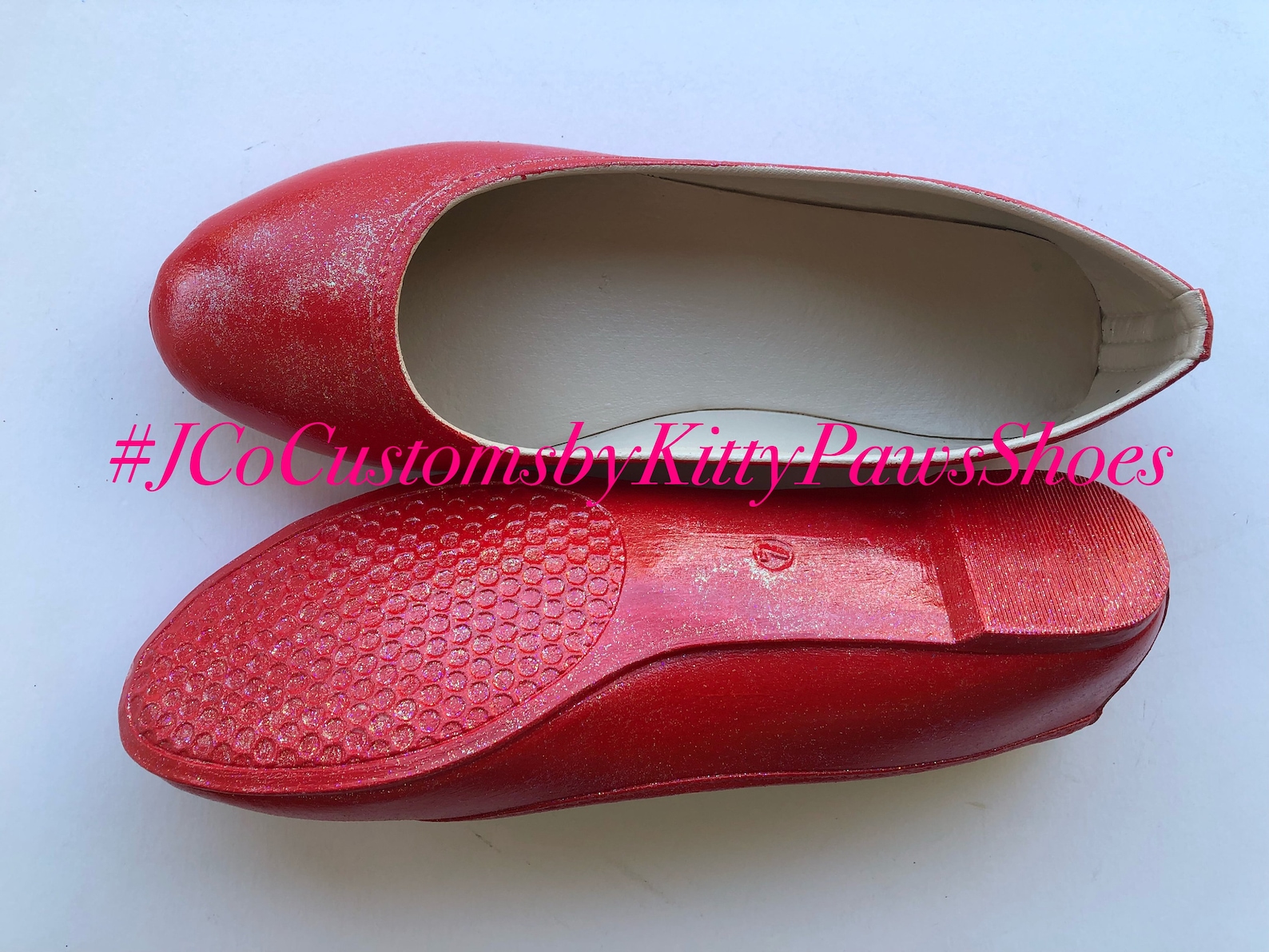 red flats women's custom ruby red shimmery bridal ballet flats *free u.s. shipping* jco.customs by kitty paws shoes