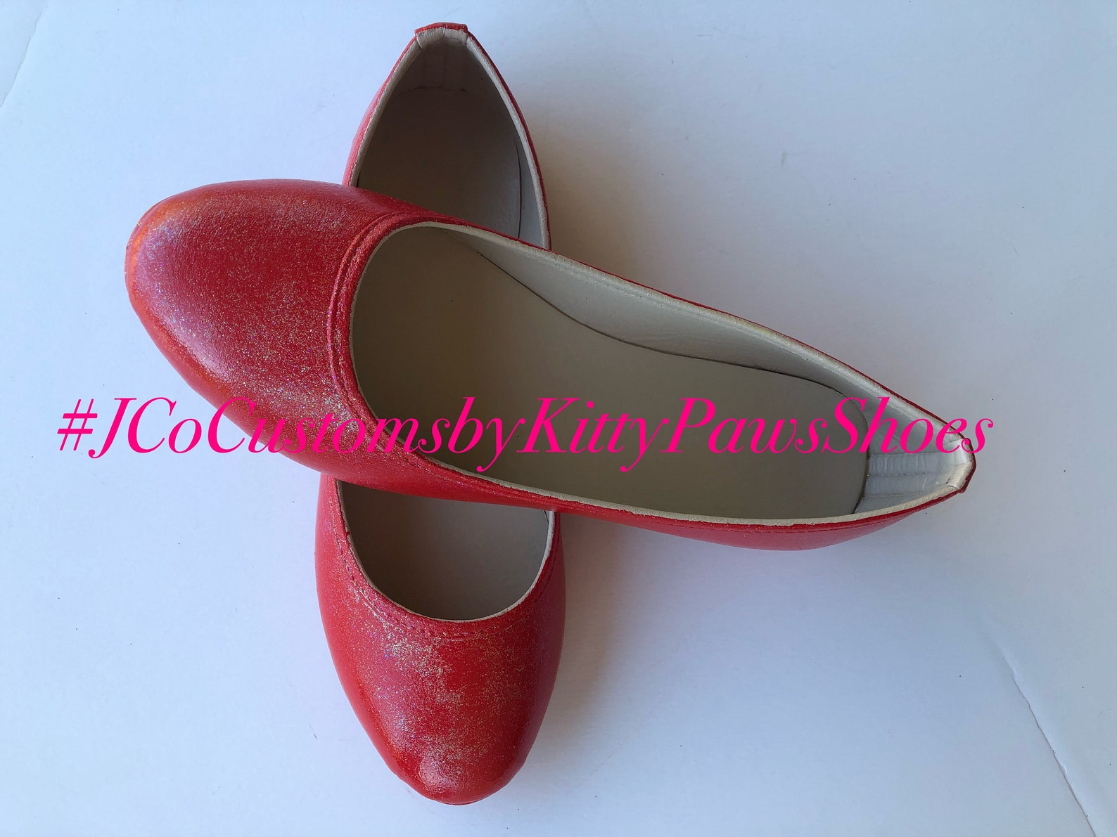 red flats women's custom ruby red shimmery bridal ballet flats *free u.s. shipping* jco.customs by kitty paws shoes