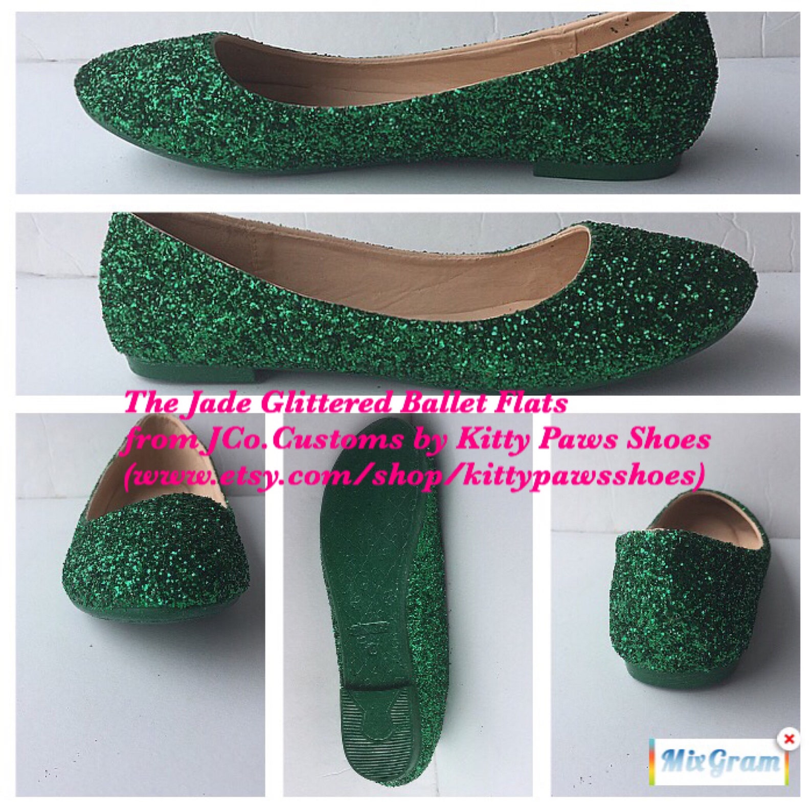 bridal ballet flats emerald green glitter w/ emerald green sparkled bottoms *free u.s. shipping* jco.customs by kitty paws shoes bridal ballet flats emerald green glitter w/ emerald green sparkled bottoms *free u.s. shipping* jco.customs by kitty paws shoes