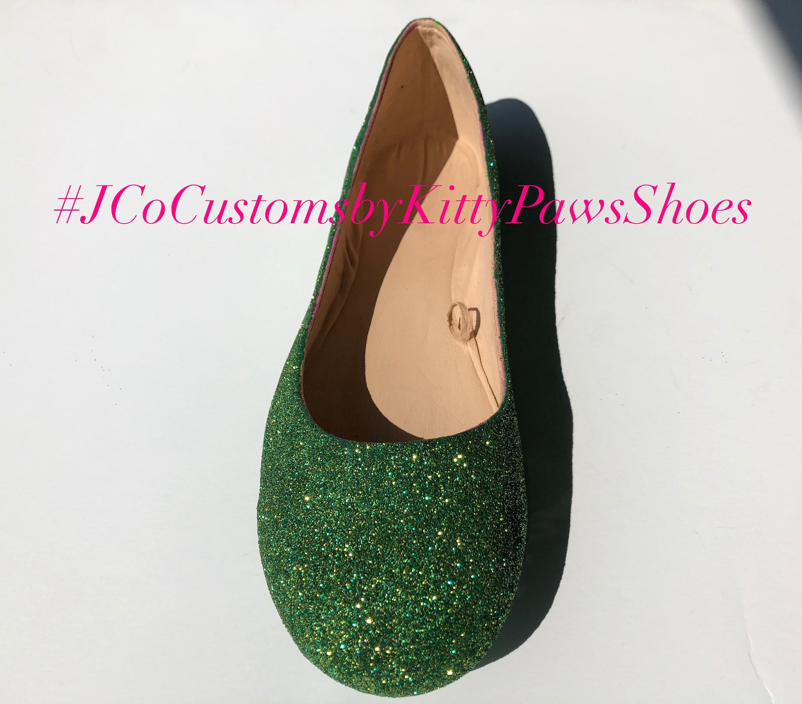 bridal ballet green flats custom women's emerald &gold glitter flats w/shimmer bottoms *free u.s. shipping* jco.customs by k