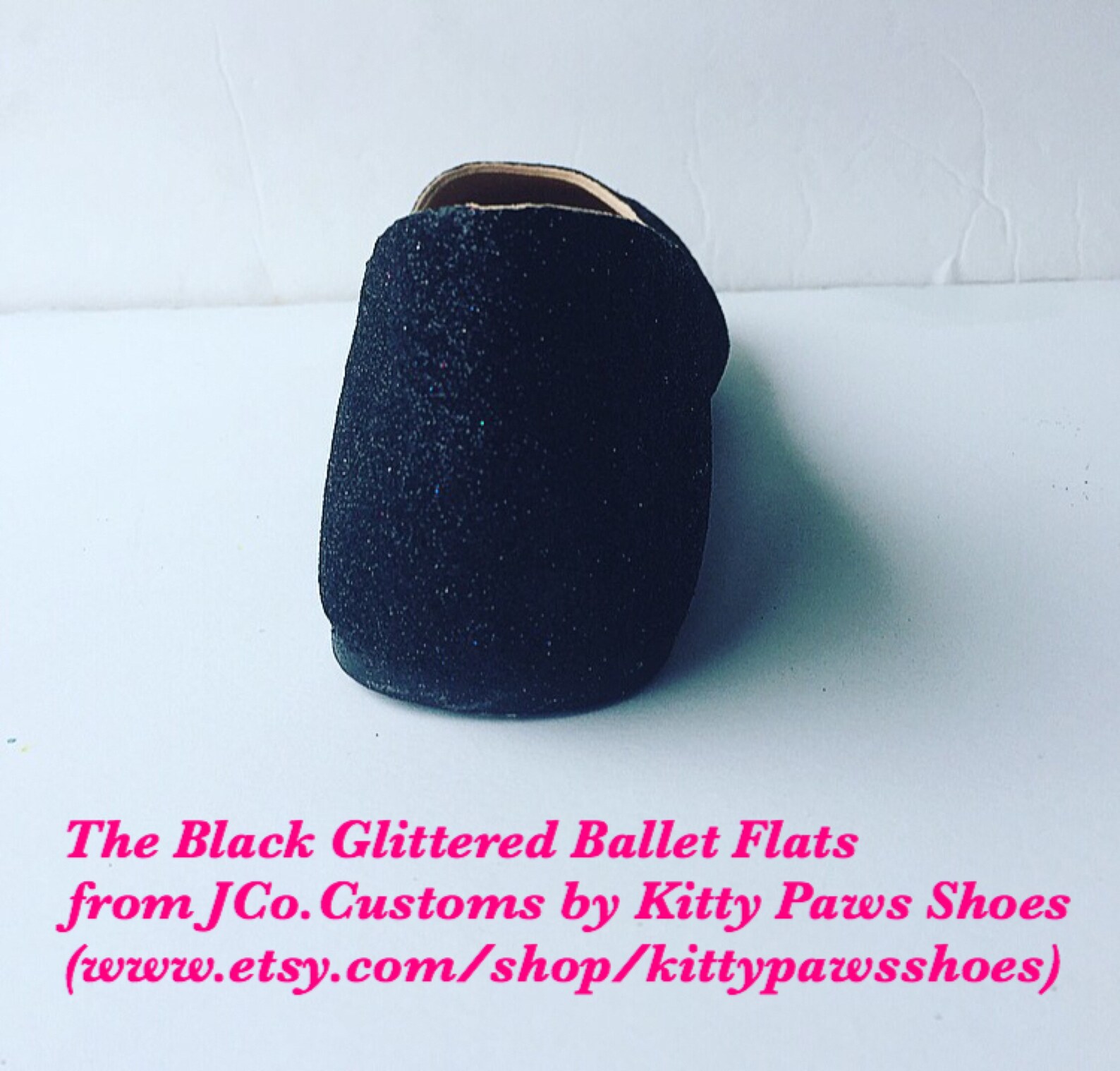 ballet flat women's custom black glittered bridal flats w/shimmery black bottoms *free u.s. shipping* jco.customs by kitty p