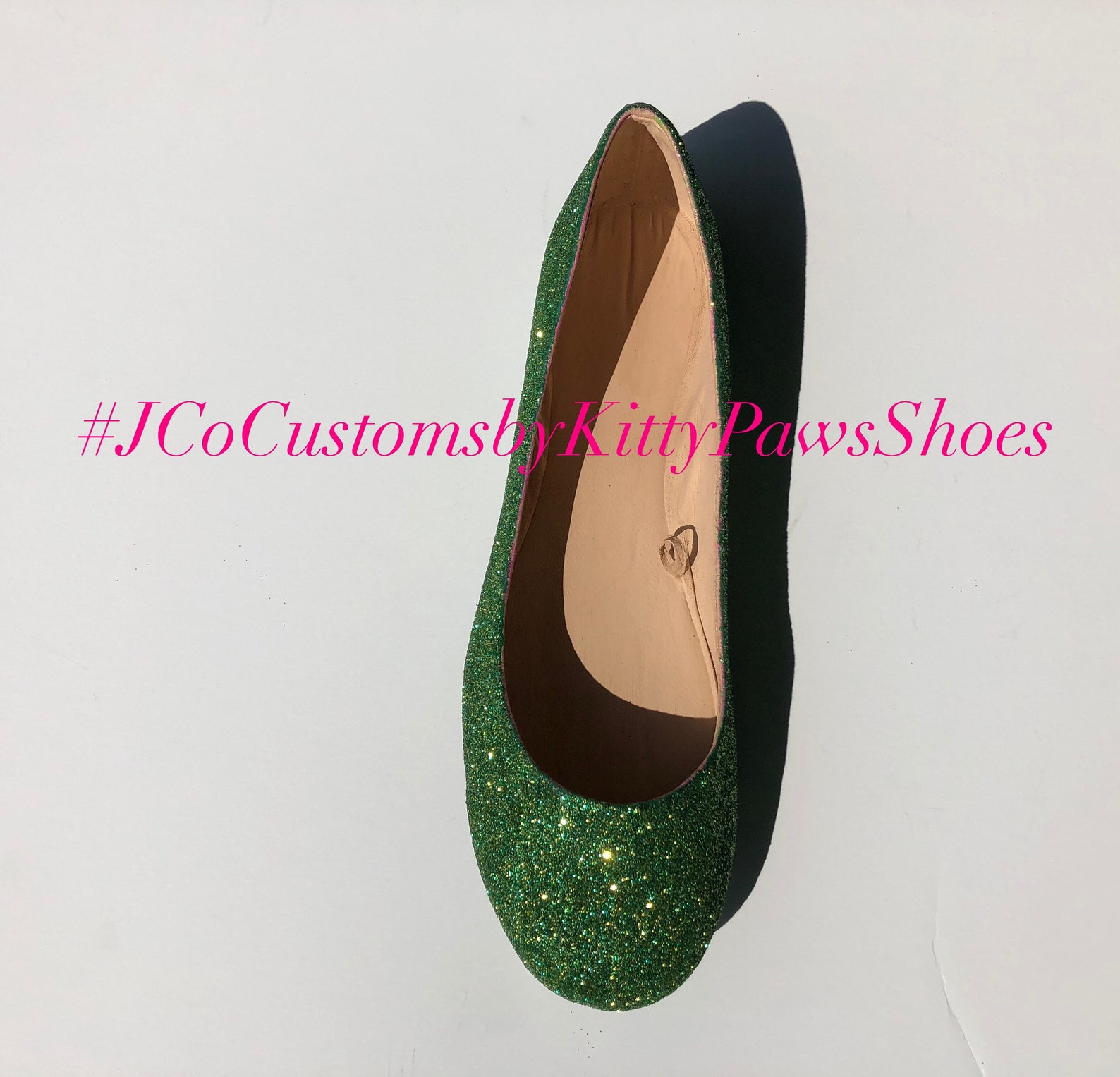 bridal ballet green flats custom women's emerald &gold glitter flats w/shimmer bottoms *free u.s. shipping* jco.customs by k