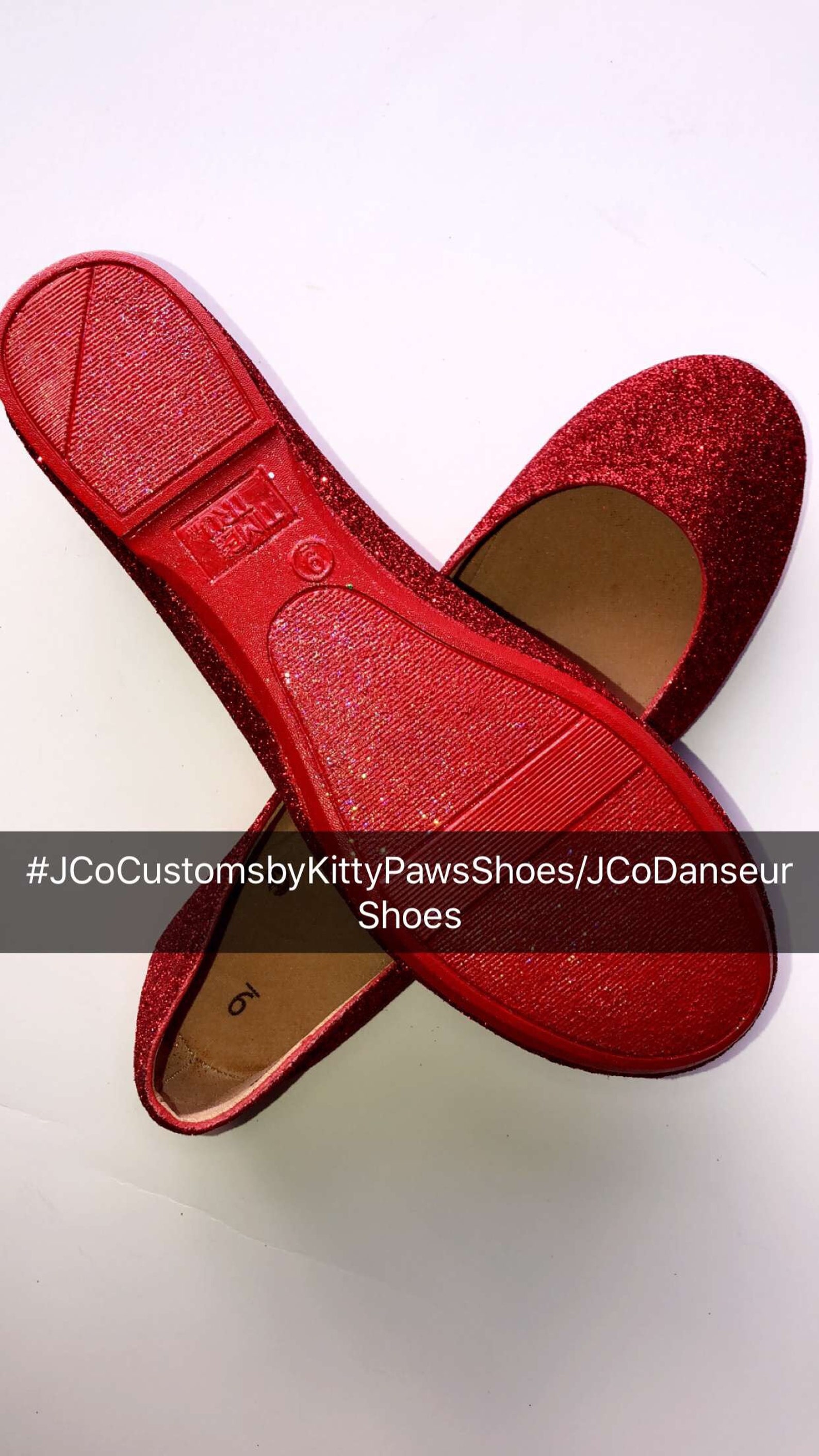 red shoes women's valentine's day gift custom cherry ruby red glitter ballet flats *free u.s. shipping* jco.customs by k