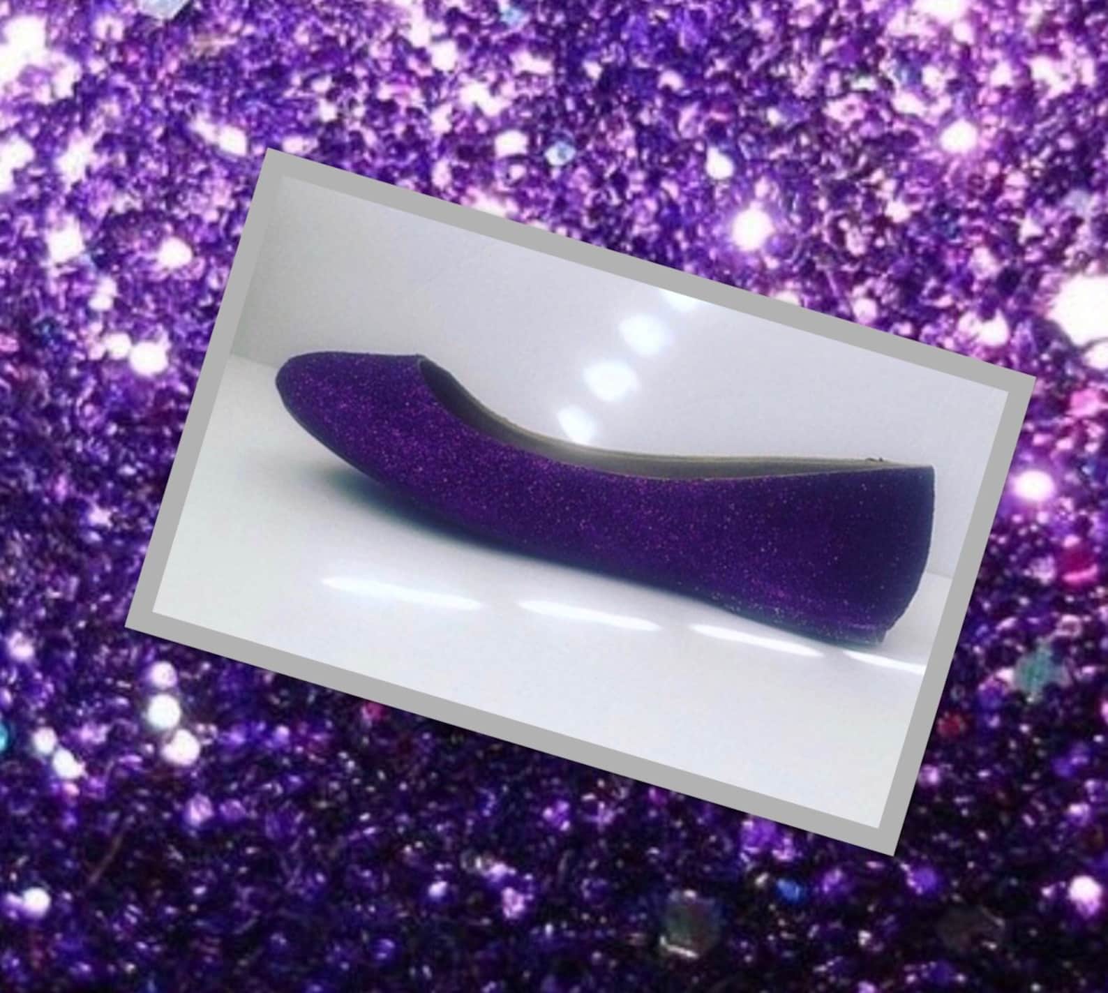 purple shoes women's dark plum purple glittered ballet flats w/purple shimmery bottoms *free u.s. shipping* jco.customs by k