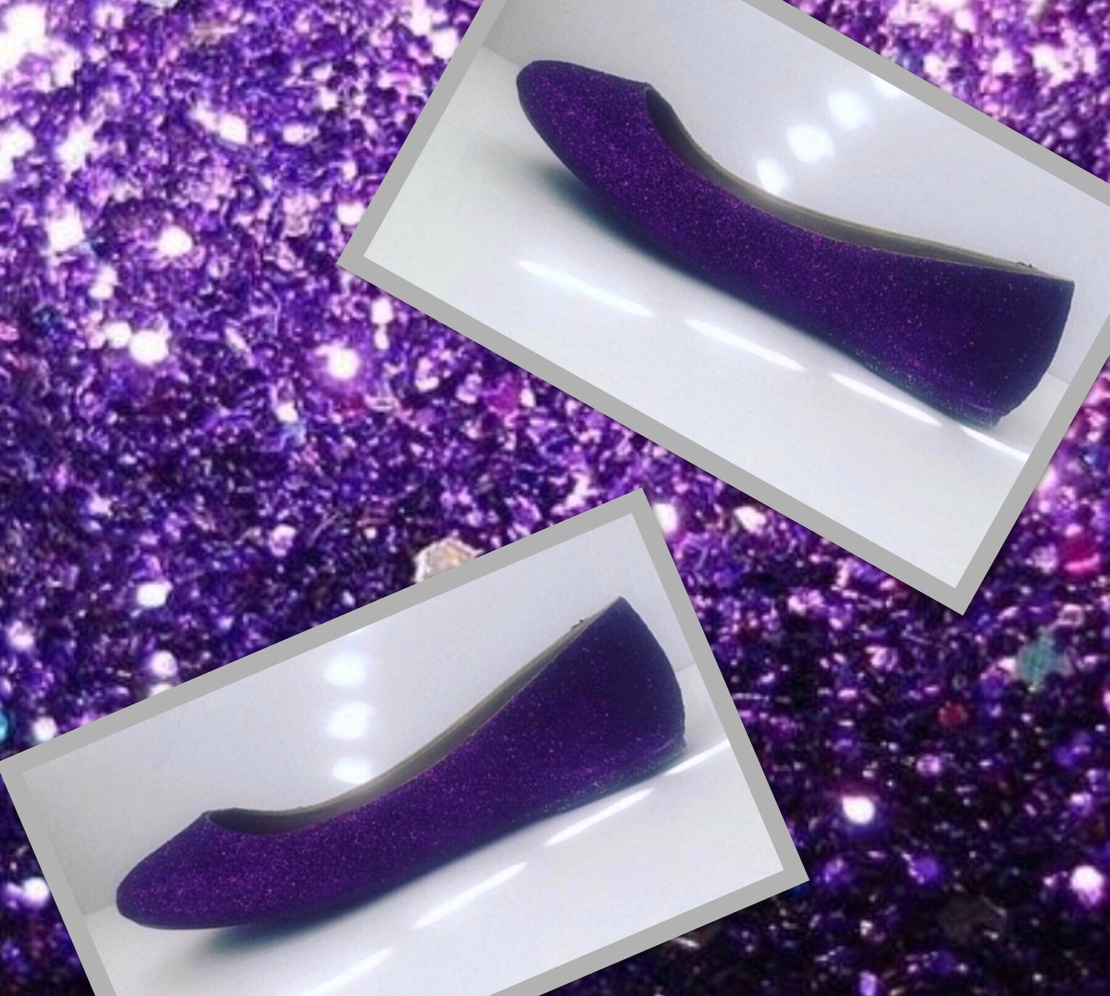 purple shoes women's dark plum purple glittered ballet flats w/purple shimmery bottoms *free u.s. shipping* jco.customs by k