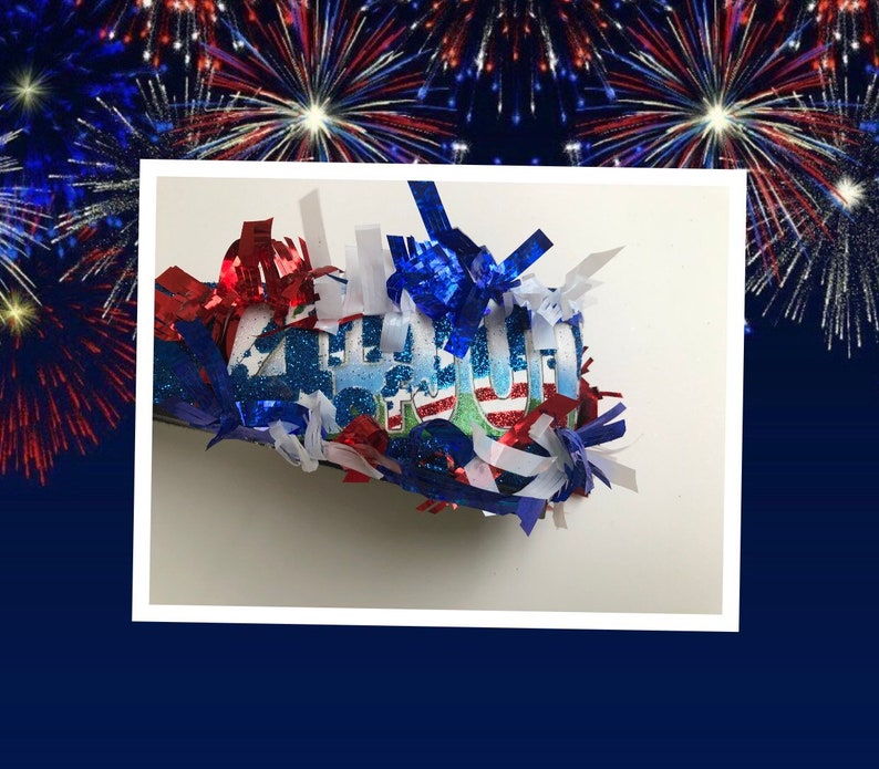 Fourth of July Women/'s Custom Red White /& Blue Firecracker Glitter Flats *Free U.S Shipping* JCo.Customs by Kitty Paws Shoes