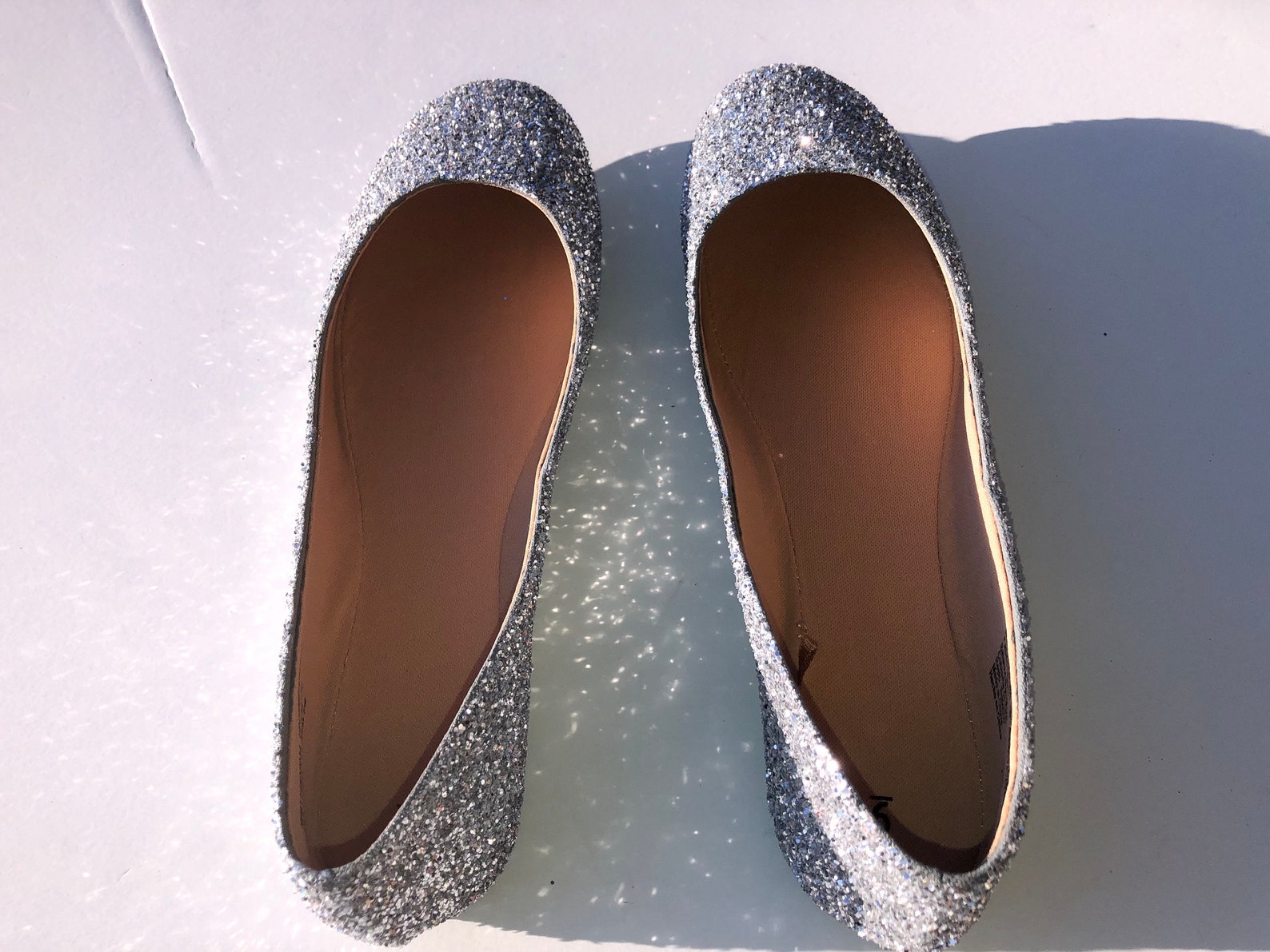 silver flats custom women silver glittered wedding ballet flats w/silver shimmer bottom *free u.s. shipping* jco.customs by kitt
