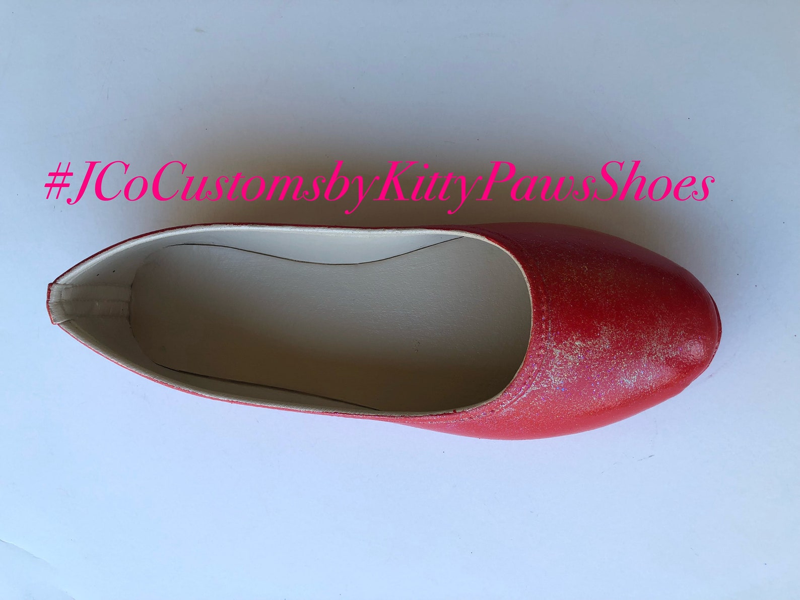 red flats women's custom ruby red shimmery bridal ballet flats *free u.s. shipping* jco.customs by kitty paws shoes