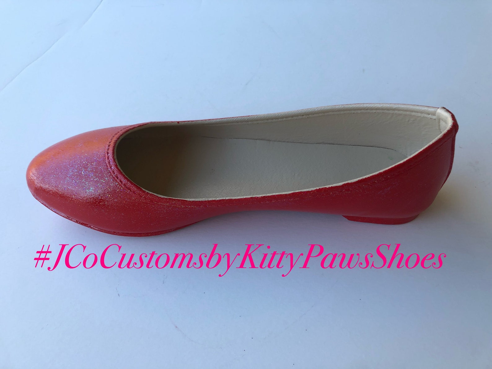 red flats women's custom ruby red shimmery bridal ballet flats *free u.s. shipping* jco.customs by kitty paws shoes