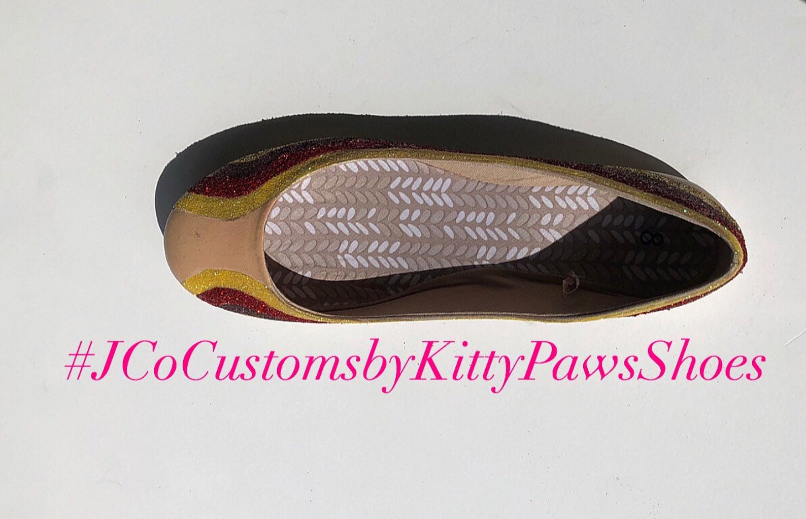 ballet flat women's custom gold red brown & champagne glitter striped flats *free u.s. shipping* jco.customs by kitty paws s