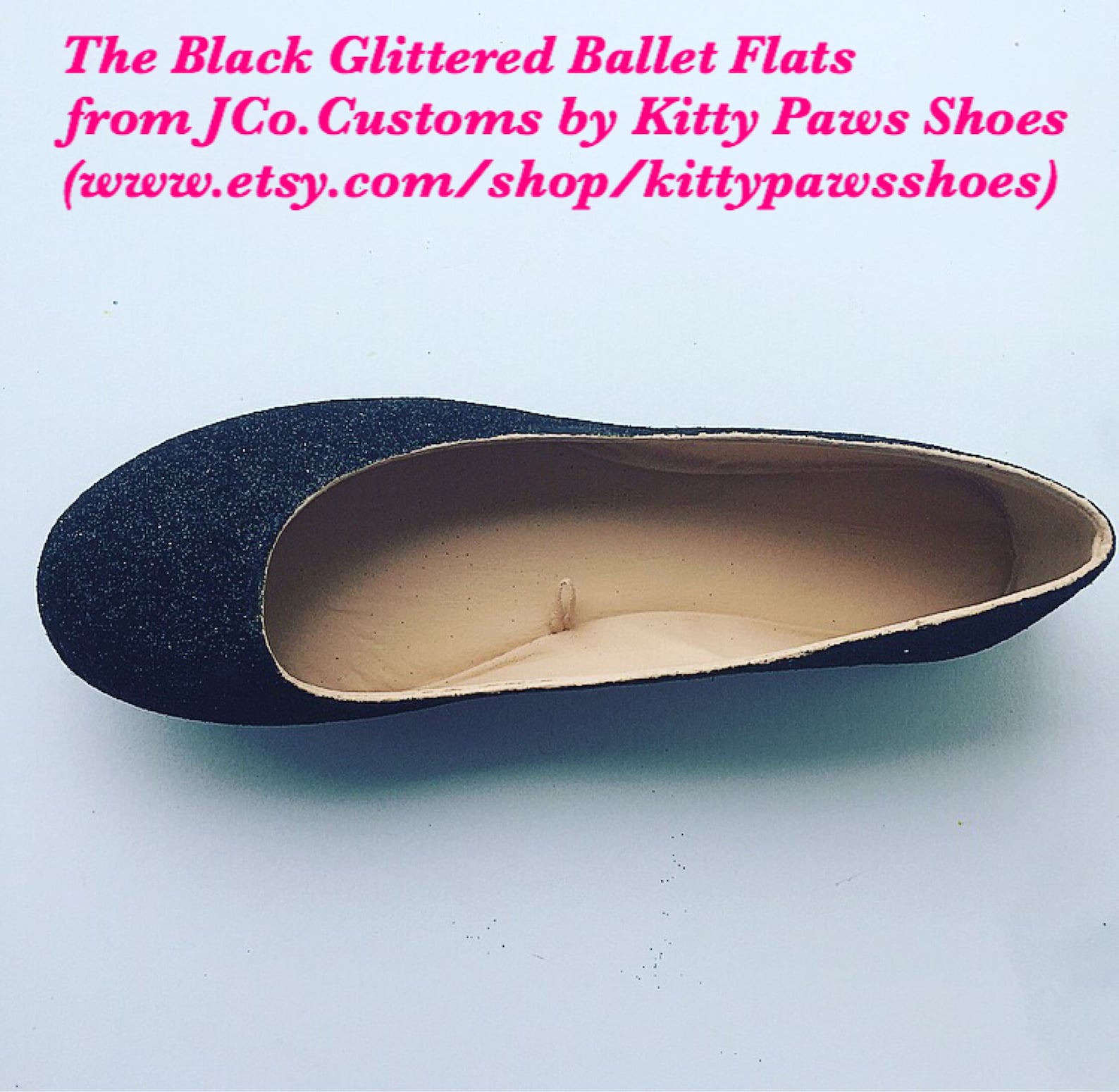 ballet flat women's custom black glittered bridal flats w/shimmery black bottoms *free u.s. shipping* jco.customs by kitty p