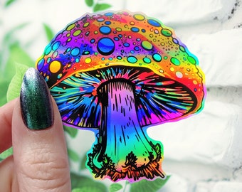 Holographic Mushroom Sticker: Rainbow Magic Sticker