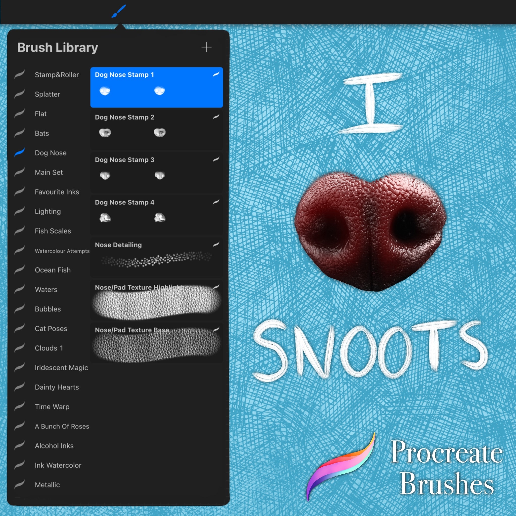 Dog Nose Textures and Stamps for Procreate