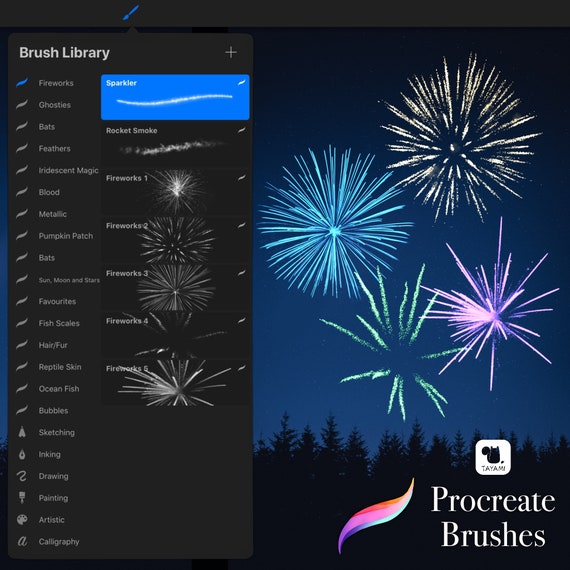 Fireworks and Sparklers Brush Set for Procreate