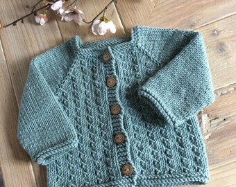 baby shower gift baby boy cardigan jacket 0-3-6 months classic Fair Isle baby jumper Pure merino wool baby sweater English British baby