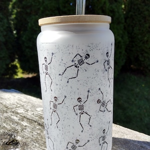 Halloween Skeleton frosted Cup|| Skeleton Cup| Libbey Cup| Halloween Cup