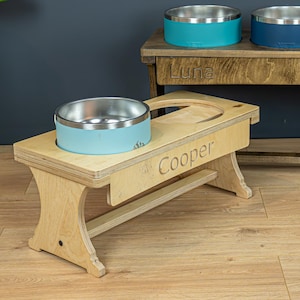 Yeti Modern Farmhouse Trestle Style Raised Dog Bowl Stand || Elevated Pet Bowl Feeder || Engraving Optional - Fits RTIC & Hydrapeak