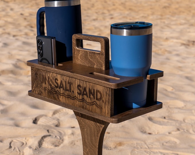 Personalized Beach Drink Table: Handmade Wooden Outdoor Camping Table