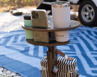 Portable Beer Table || Camping Gift || RV Accessories || Outdoor Gift for Men || Happy Camper Glamping || FREE ENGRAVING **Free Shipping**