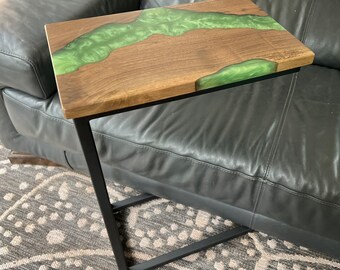 Live Edge Black Walnut C Table: Customizable Laptop Desk