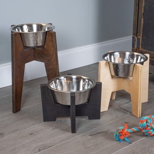 Modern Raised Dog Bowl Stand || Elevated Pet Bowl || Bowl Included || Engraving Optional *Free Shipping* Sale: BOGOBOWL * Dog Cone Friendly*