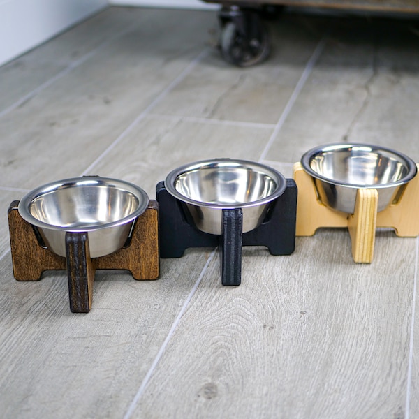 Modern Raised Cat Bowl Stand || Elevated Cat Bowl Feeder || Bowl Included || *Free Shipping*