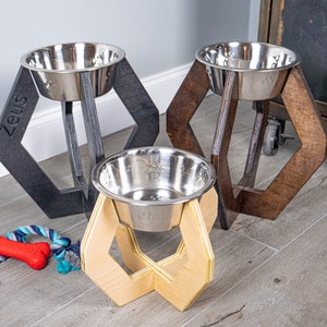Modern Raised Dog Bowl Stand: Mid-Century Style, Stainless Steel Bowl